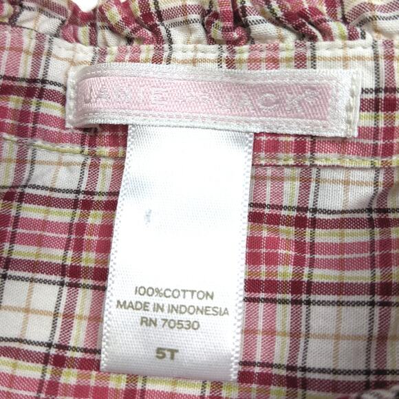 Janie and Jack Shirt Girls Sz 5T Red Plaid Button Down Ruffle Christmas Holiday - Picture 4 of 4